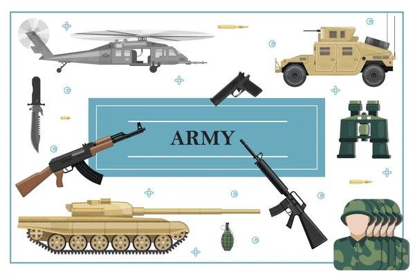 Concept militaire et militaire plat — Image vectorielle