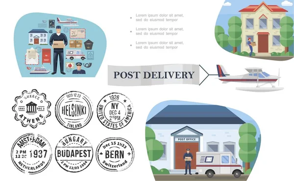Concepto de servicio de correo plano — Archivo Imágenes Vectoriales