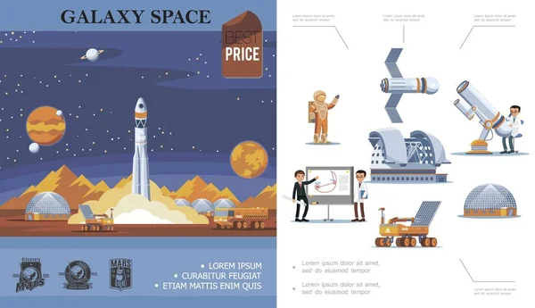 Concepto de exploración del espacio plano — Archivo Imágenes Vectoriales