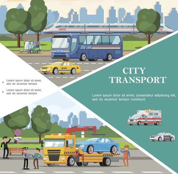 Plochou City Transport šablona — Stockový vektor