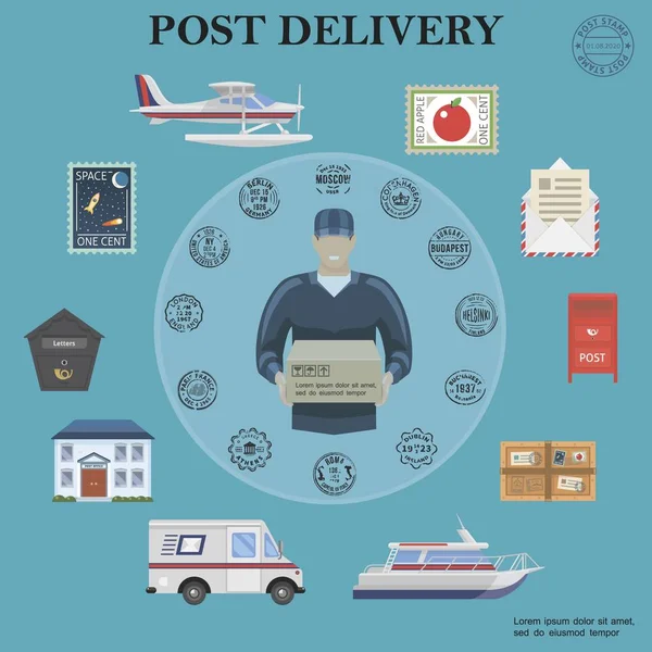 单位邮政服务圆形概念 — 图库矢量图片