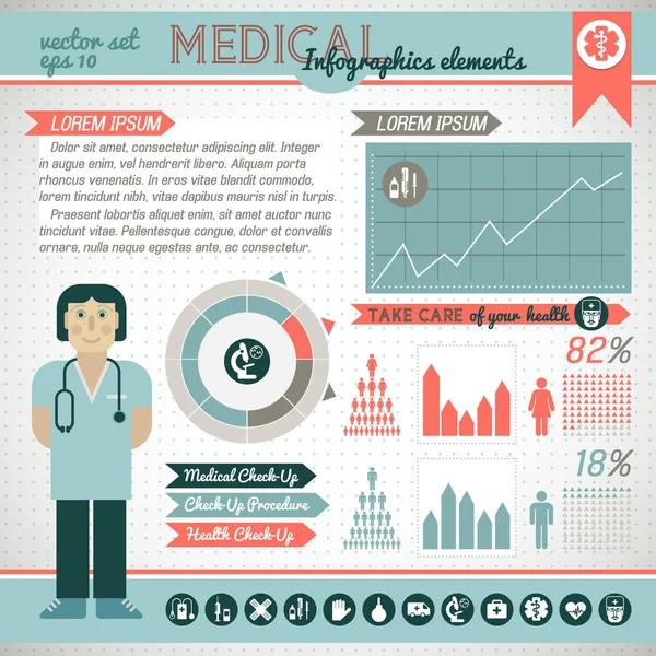 Set infografico sanitario — Vettoriale Stock