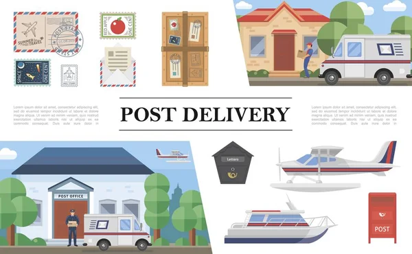 Composition du service postal plat — Image vectorielle