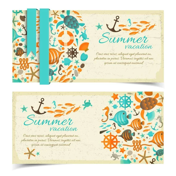 Sommerurlaub Vintage Banner auf grellem Papier — Stockvektor