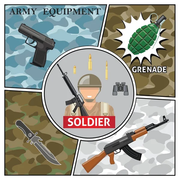 Composición colorida del ejército plano — Archivo Imágenes Vectoriales
