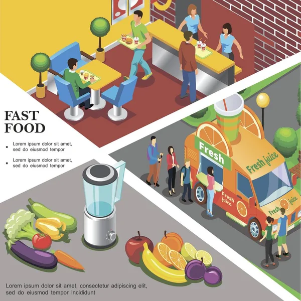 Modelo Isométrico Fast Food — Vetor de Stock