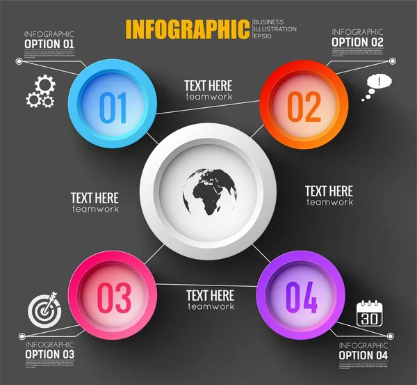 Teamwork-Infografik schwarzer Hintergrund — Stockvektor