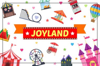 Düz eğlence parkı Colorful konsept