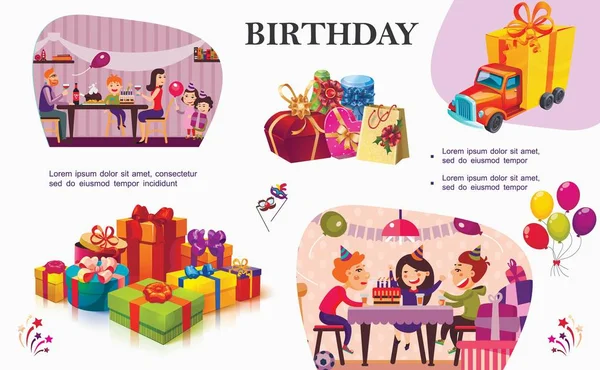 Colorido concepto de fiesta de cumpleaños — Vector de stock