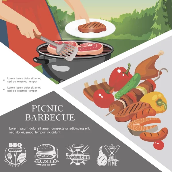 Szablon płaski piknik weekend — Wektor stockowy