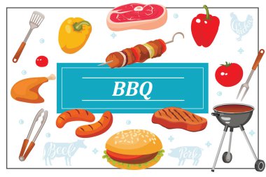 Düz Barbekü Partisi Renkli Şablon