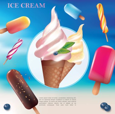 Gerçekçi Lezzetli Soğuk Tatlılar Şablon