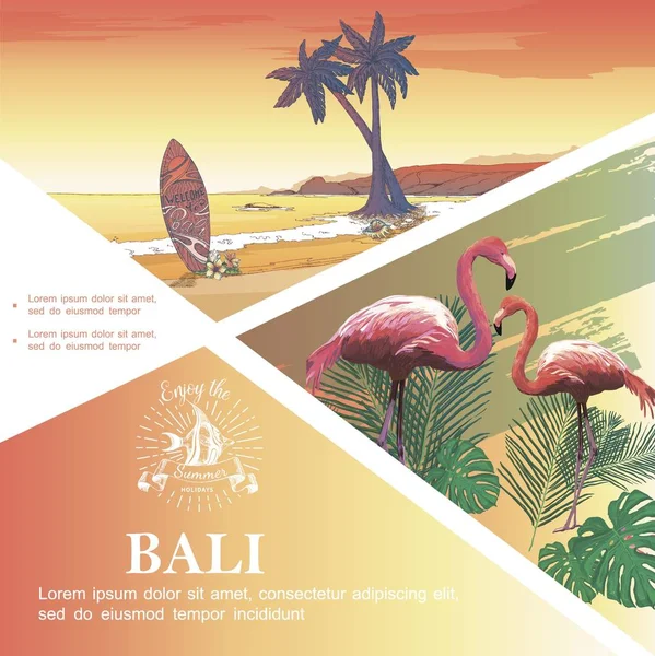 Sketch Bali Tatil Şablonu — Stok Vektör