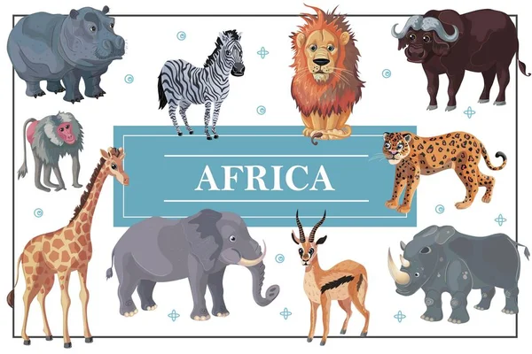 Cartoon African Animals Template — Stock Vector