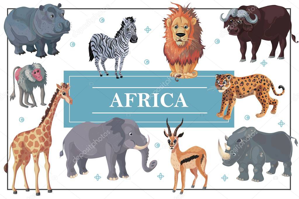 Cartoon African Animals Template