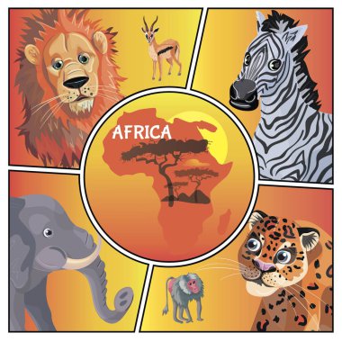 Karikatür Afrika Hayvanlar Kavramı