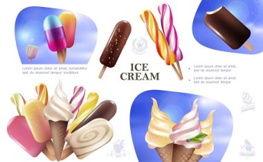 Gerçekçi Taze Dondurma Kompozisyon