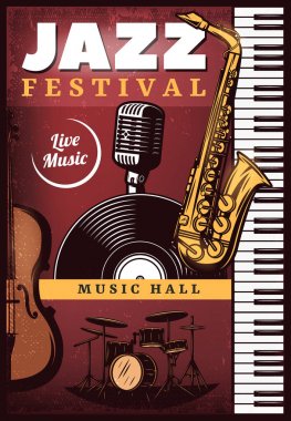 Vintage Renkli Caz Müzik Afişi