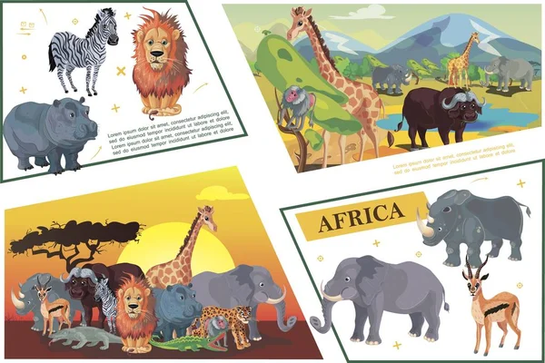 Karikaturenafrikanisches Safarikonzept — Stockvektor