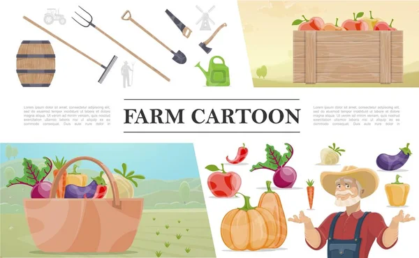 Cartoon Farming concetto colorato — Vettoriale Stock