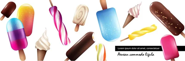 逼真的新鲜冰淇淋系列 — 图库矢量图片