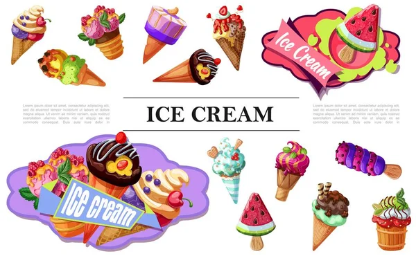 Kreslené zmrzlinové skládání — Stockový vektor