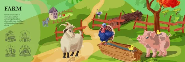 Cartoon Farm kolorowy szablon — Wektor stockowy