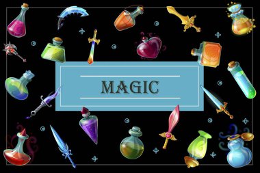 Karikatür Oyun Öğeleri Şablonu