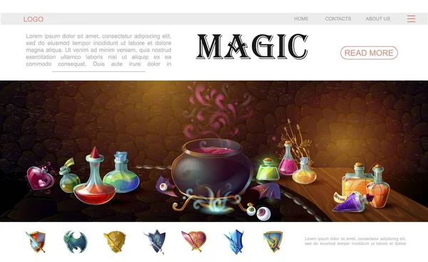 卡通游戏魔术元素网站模板 — 图库矢量图片