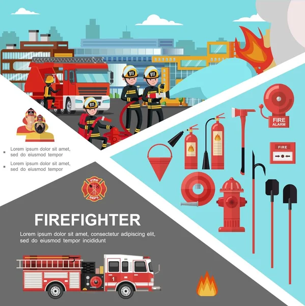 Modelo colorido de combate a incêndios — Vetor de Stock
