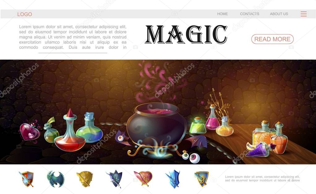 Cartoon Game Magic Elements Website Template