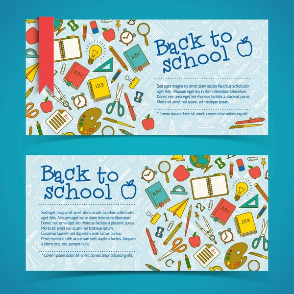 Terug naar school horizontale banners — Stockvector