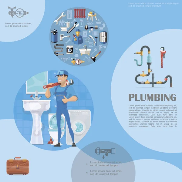 Plumbing Colorful Template — Stock Vector
