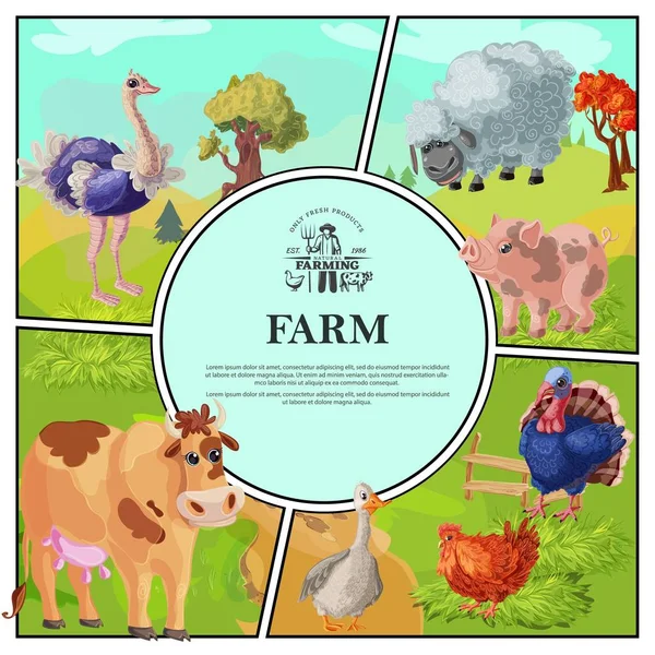 Мультфильм Farm Красочная композиция — стоковый вектор