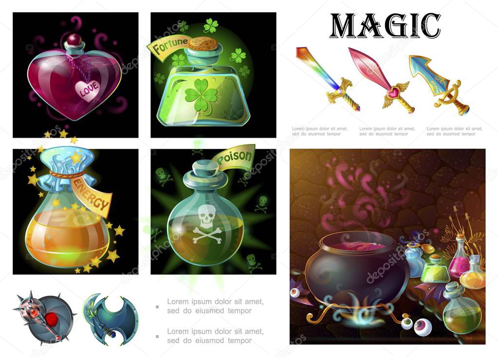Cartoon Game Magic Elements Composition