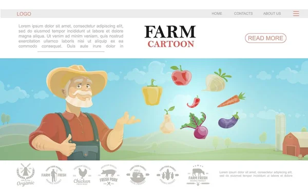Modelo de site de Cartoon Farming —  Vetores de Stock