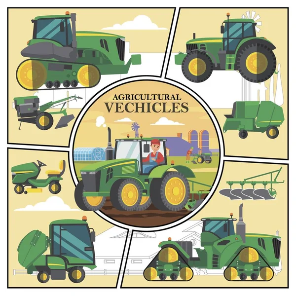 Flat mezőgazdasági közlekedési koncepció — Stock Vector