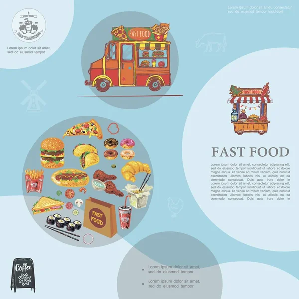 Szablon Fast food szkic — Wektor stockowy