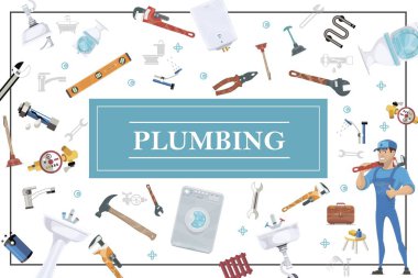 Karikatür Sıhhi Tesisat Elemanları Kavramı