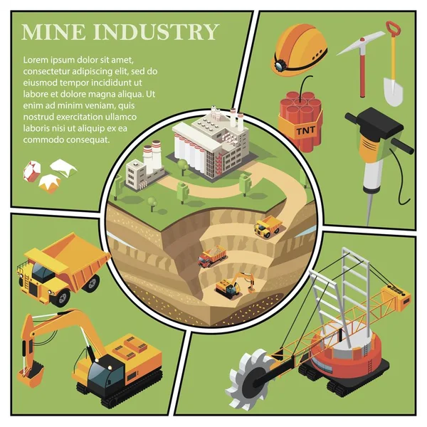 Samenstelling van de isometrische mijnbouwindustrie — Stockvector