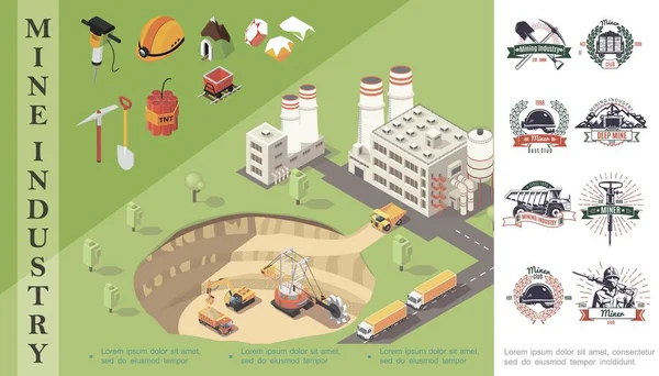 Concepto de Minería Isométrica — Vector de stock