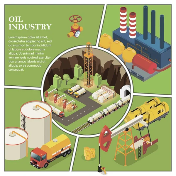 Composição Isométrica da Indústria do Petróleo — Vetor de Stock