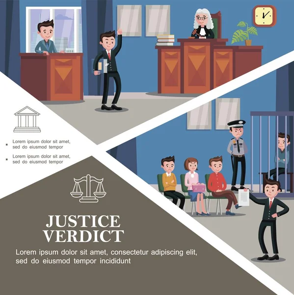 Modello di sistema giudiziario piatto — Vettoriale Stock