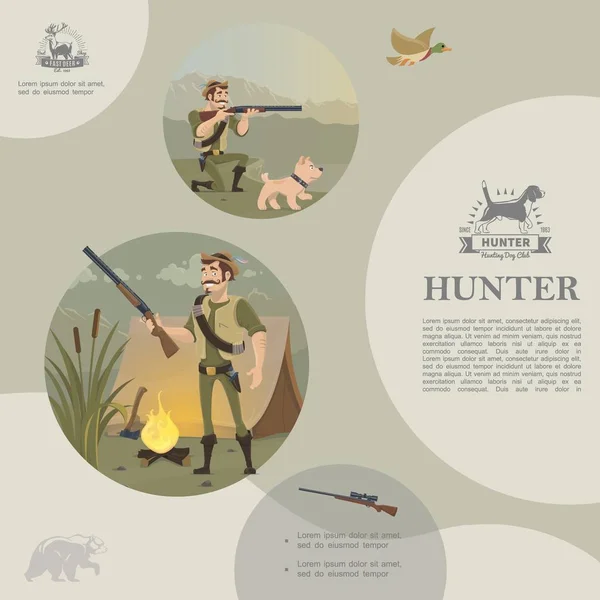 Шаблон плоской охоты Стоковая Иллюстрация