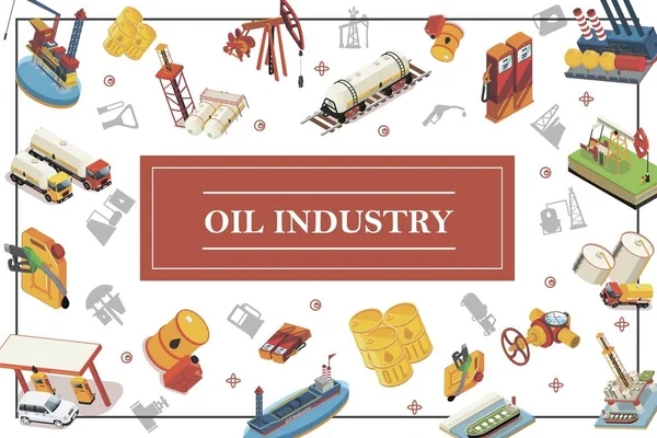 Isometrisches Konzept der Ölindustrie — Stockvektor