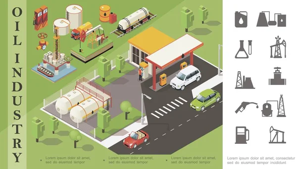 Изометрическая концепция нефтяной промышленности Лицензионные Стоковые Векторы