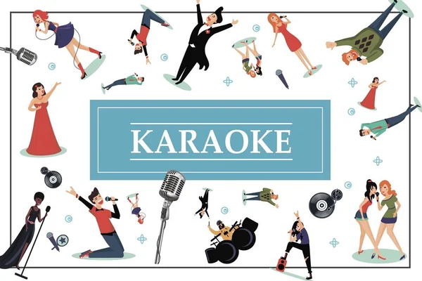 Flat Karaoke Party Concepto colorido — Archivo Imágenes Vectoriales