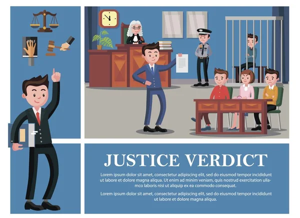 Flat Judicial System Composition Stock Illustration