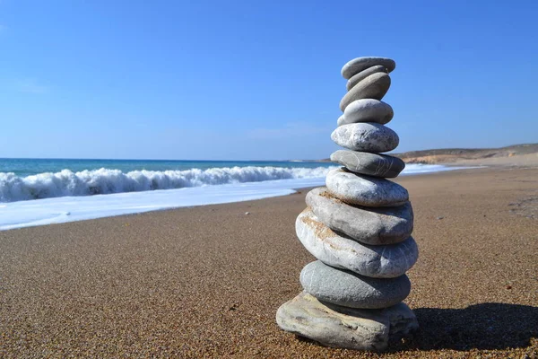 Stone tower on the Cyprus beach