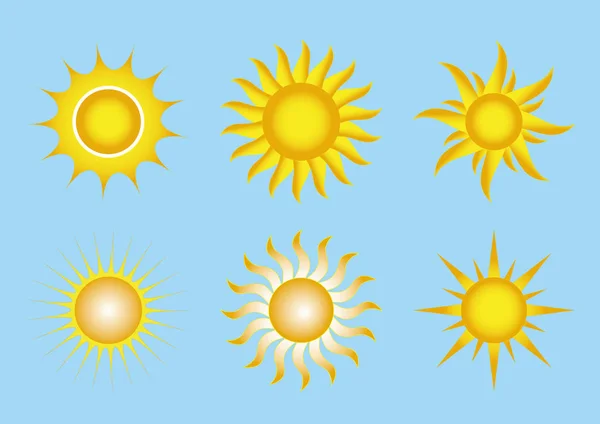 Set Summer Sun Vector Illustrations Your Sunny Day Design — Stock Vector